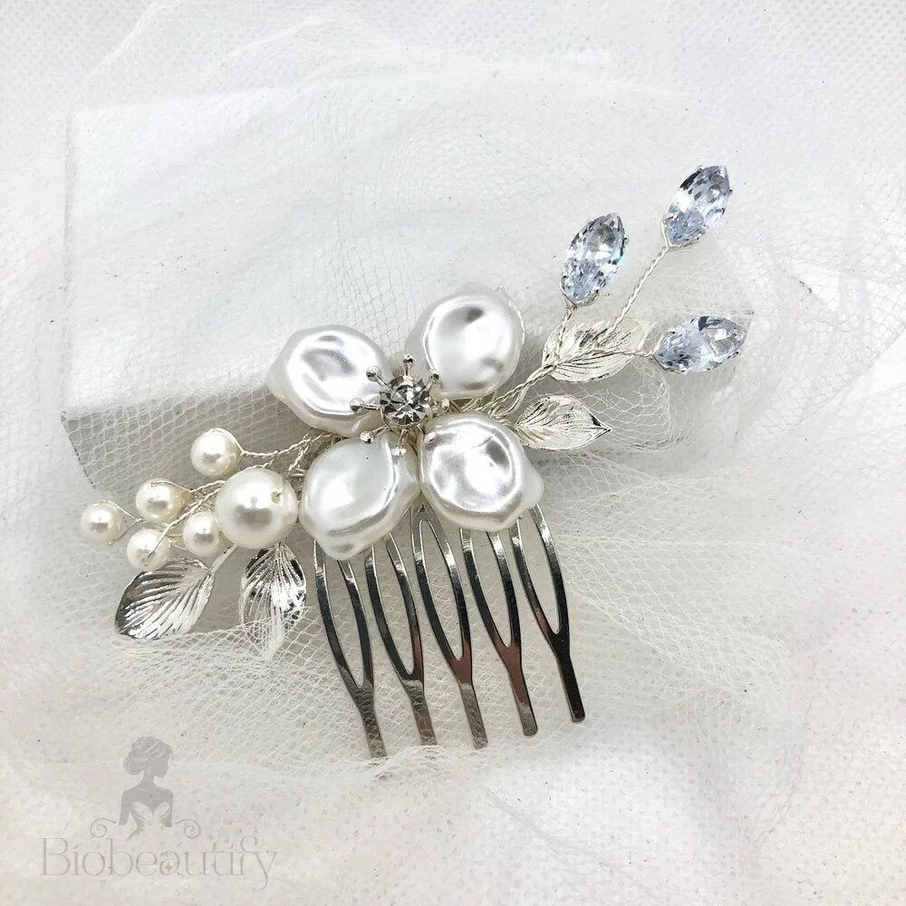 Asya Bridal Hair Comb With Pearl And Crystal