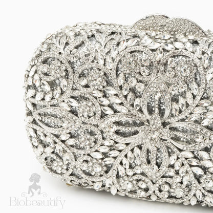 Athena Rhinestone Clutch Bag Silver