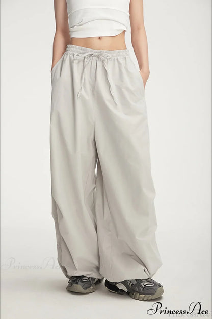 Athletic Stretchy Waist Relaxed Cargo Pants Grey / S