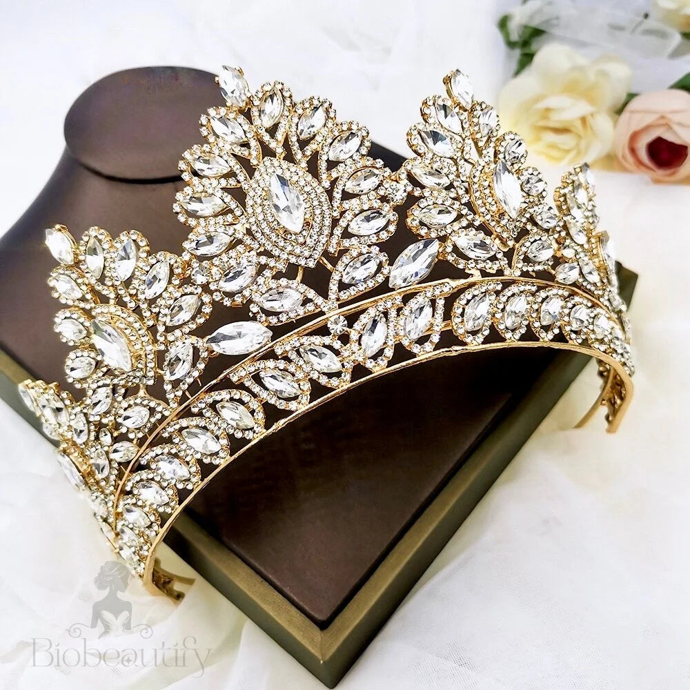 Aubree Crystal Tiara For Weddings In Silver And Gold