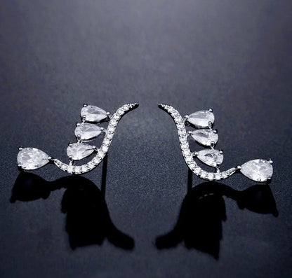 Wedding Jewelry - CZ Bridal Climber Earrings - Available in Gold and Silver