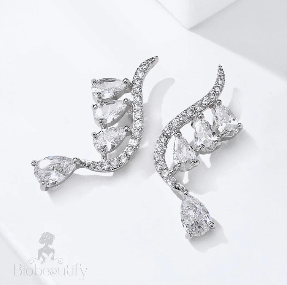 Aurelia Cubic Zirconia Bridal Earrings In Gold And Silver