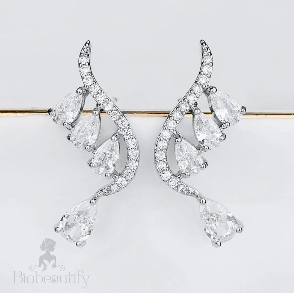 Aurelia Cubic Zirconia Bridal Earrings In Gold And Silver