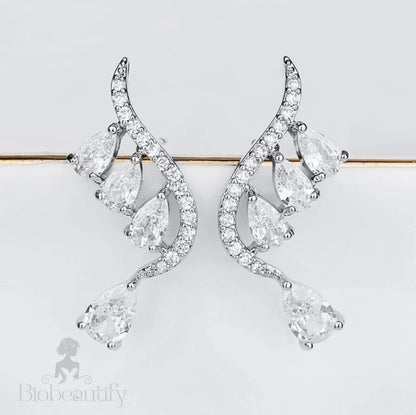 Aurelia Cubic Zirconia Bridal Earrings In Gold And Silver