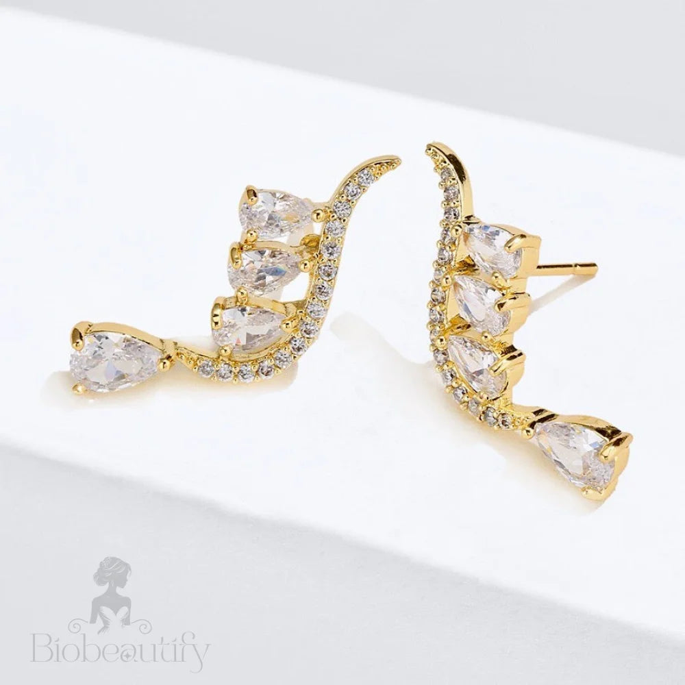 Aurelia Cubic Zirconia Bridal Earrings In Gold And Silver