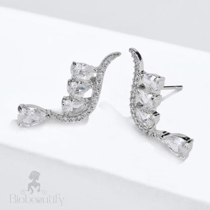 Aurelia Cubic Zirconia Bridal Earrings In Gold And Silver