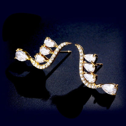 Wedding Jewelry - CZ Bridal Climber Earrings - Available in Gold and Silver