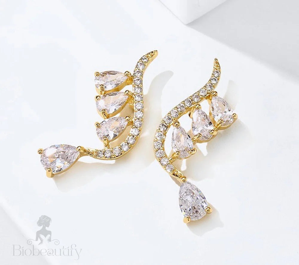 Aurelia Cubic Zirconia Bridal Earrings In Gold And Silver