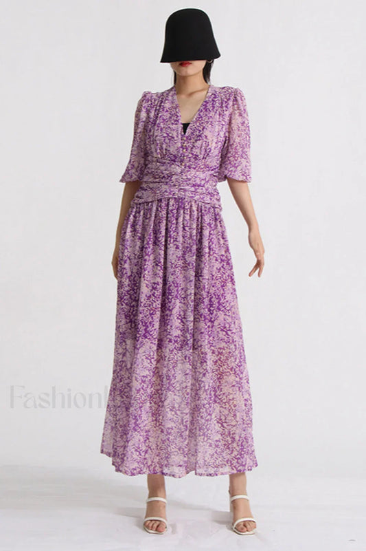 Aurier Printed Stylish Midi Dress S