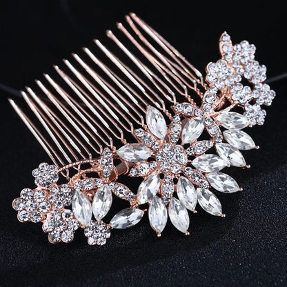 Austrian Crystal Bridal Hair Comb By Sylvia In Rose Gold And Silver