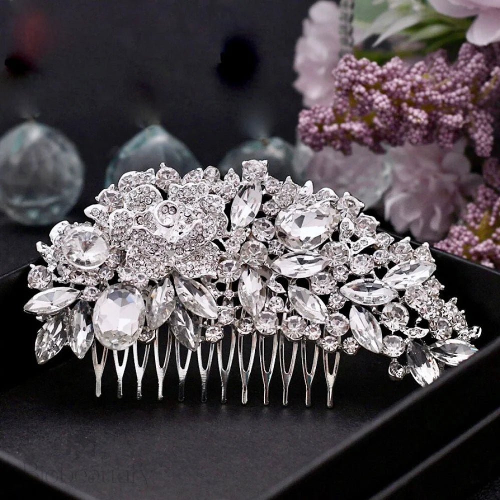 Austrian Crystal Bridal Hair Comb - Dahlia