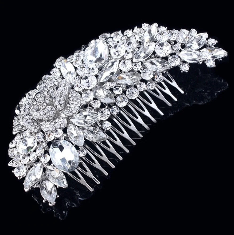 Austrian Crystal Bridal Hair Comb - Dahlia