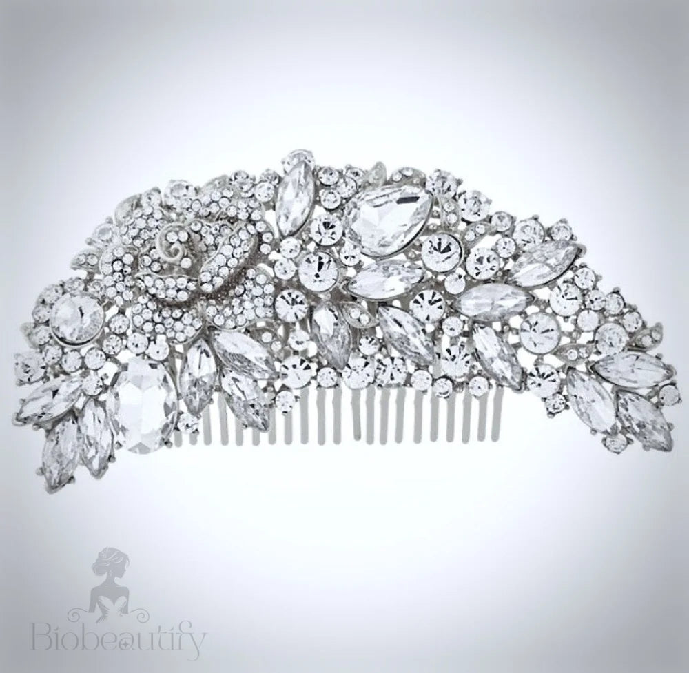 Austrian Crystal Bridal Hair Comb - Dahlia