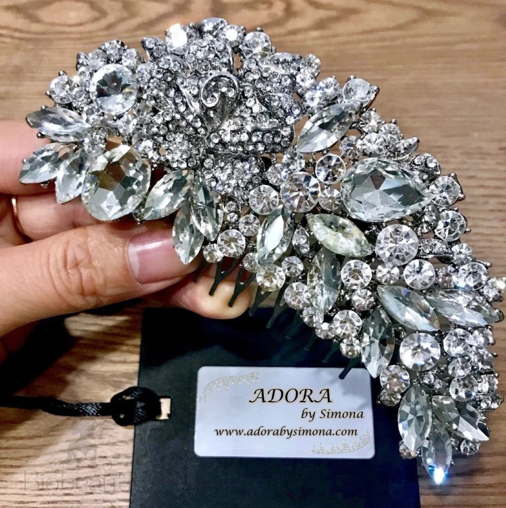 Austrian Crystal Bridal Hair Comb - Dahlia