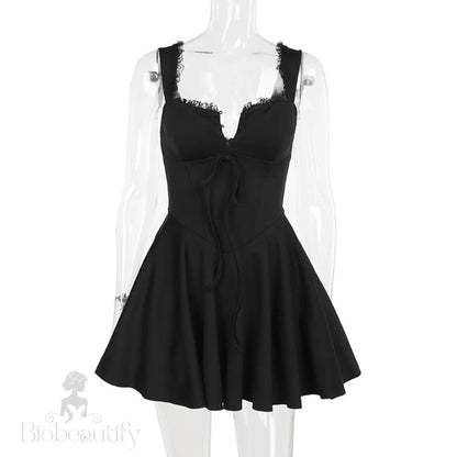 Ava - Elegant Hip Skirt Retro Mini Dress Black / L