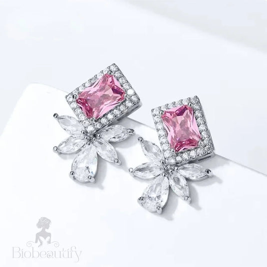 Ava Pink Cz Bridal Earrings Aquamarine