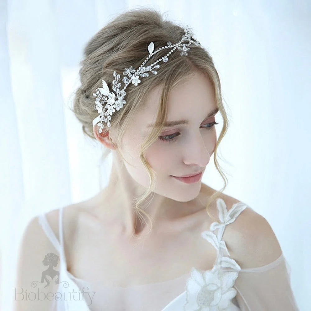 Avala Silver Wedding Headband Hair Vine