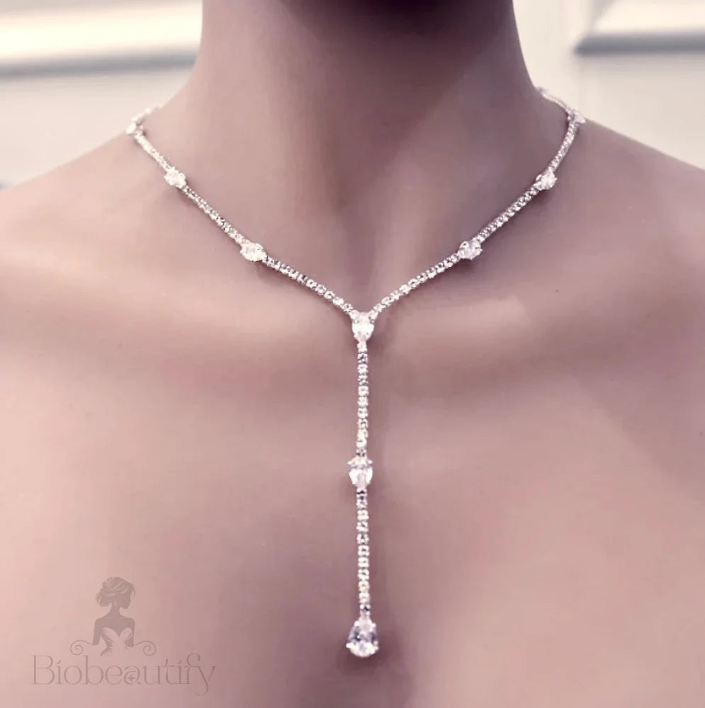 Avanah Silver Cz Wedding Lariat Necklace