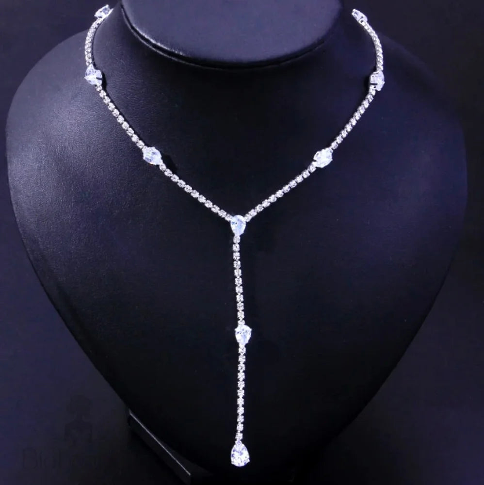 Avanah Silver Cz Wedding Lariat Necklace