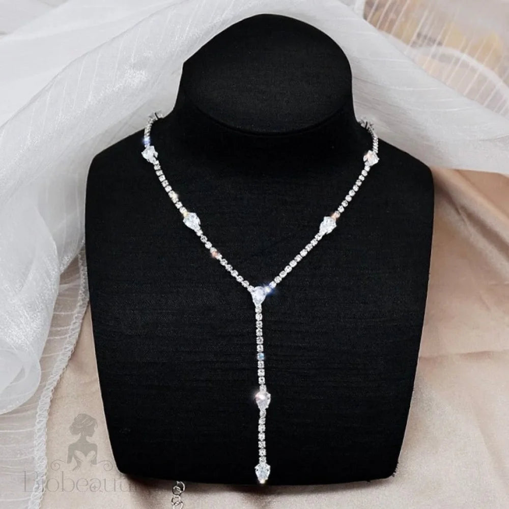 Avanah Silver Cz Wedding Lariat Necklace