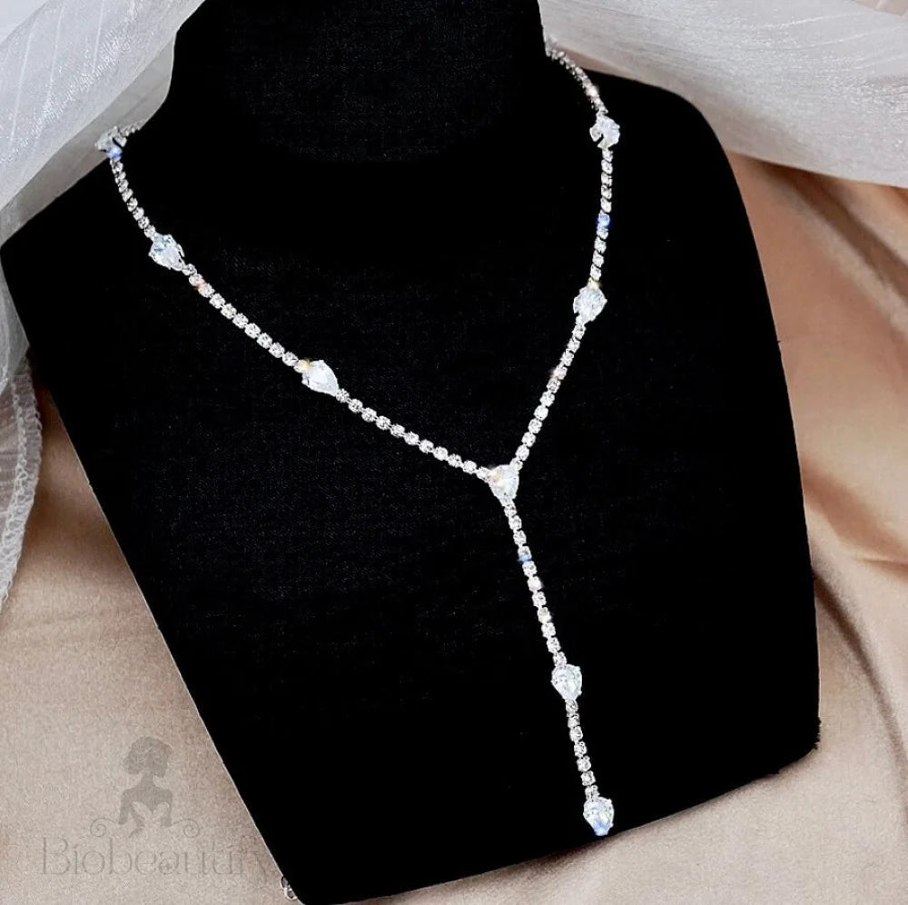 Avanah Silver Cz Wedding Lariat Necklace