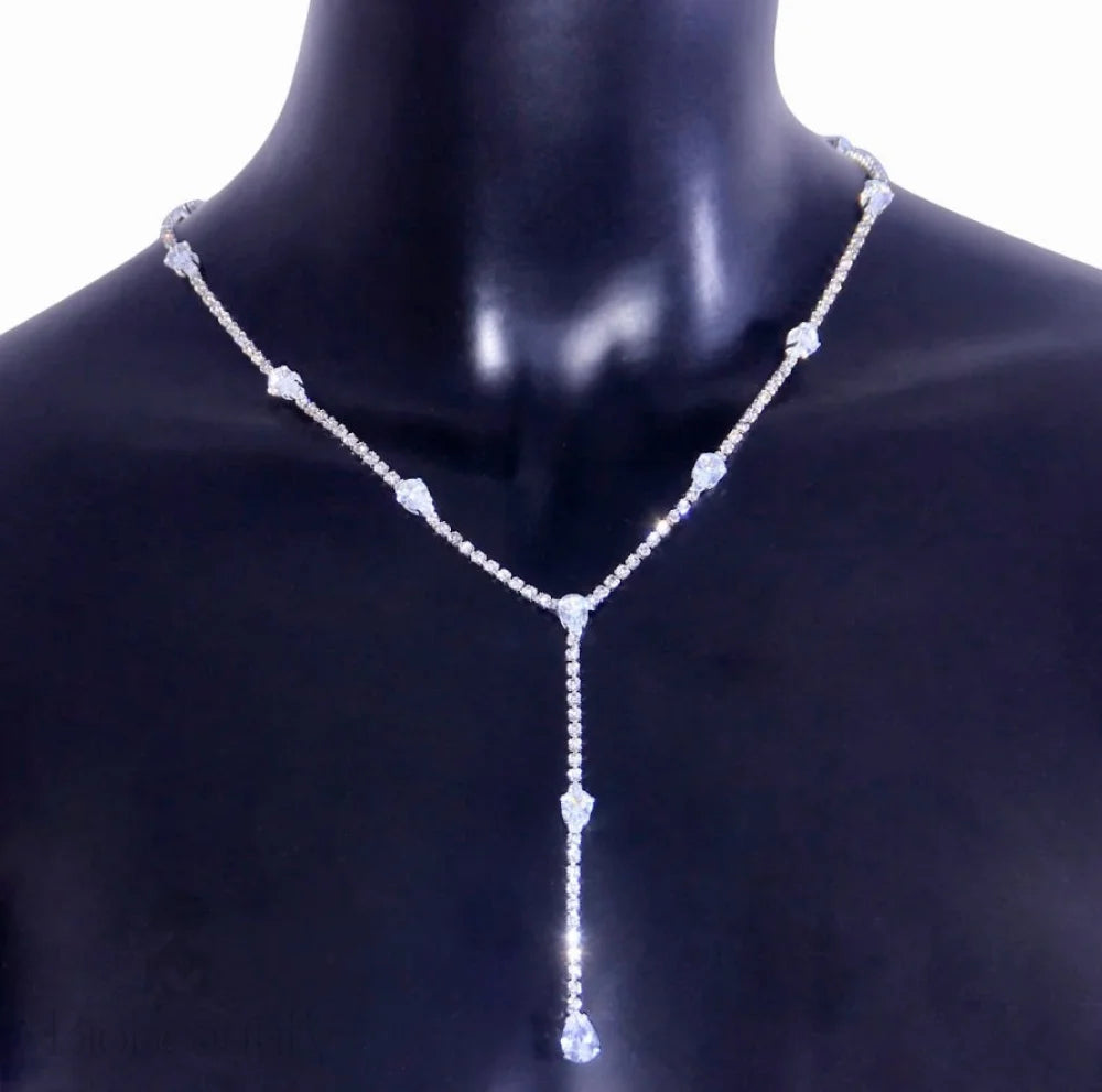 Avanah Silver Cz Wedding Lariat Necklace