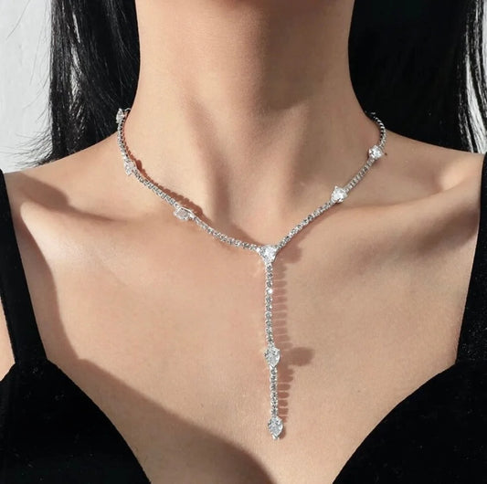 Avanah Silver Cz Wedding Lariat Necklace