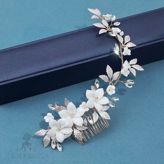 Aveline Ceramic Floral Bridal Hair Comb