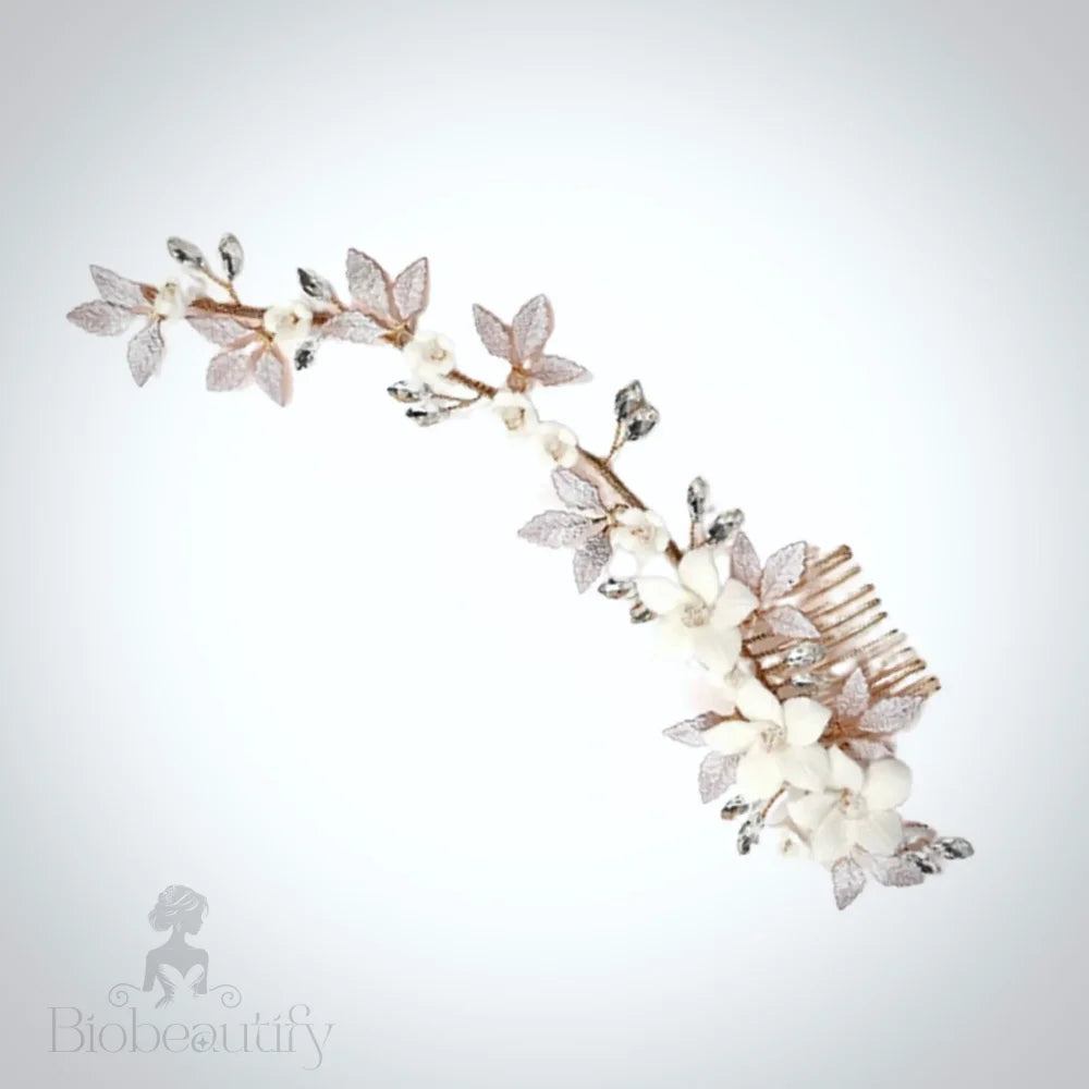 Aveline Ceramic Floral Bridal Hair Comb