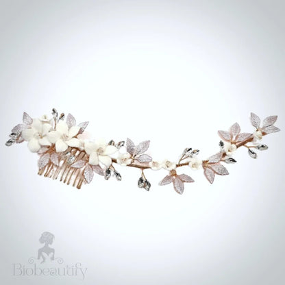 Aveline Ceramic Floral Bridal Hair Comb