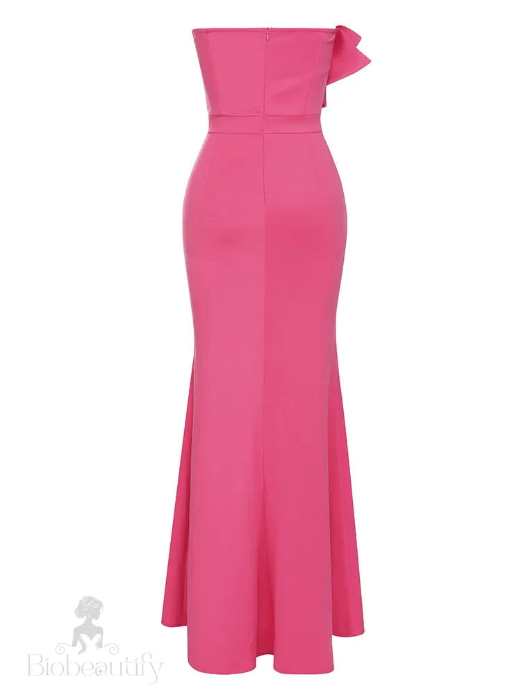 Aveline Pink Strapless Ruffle Mermaid Gown