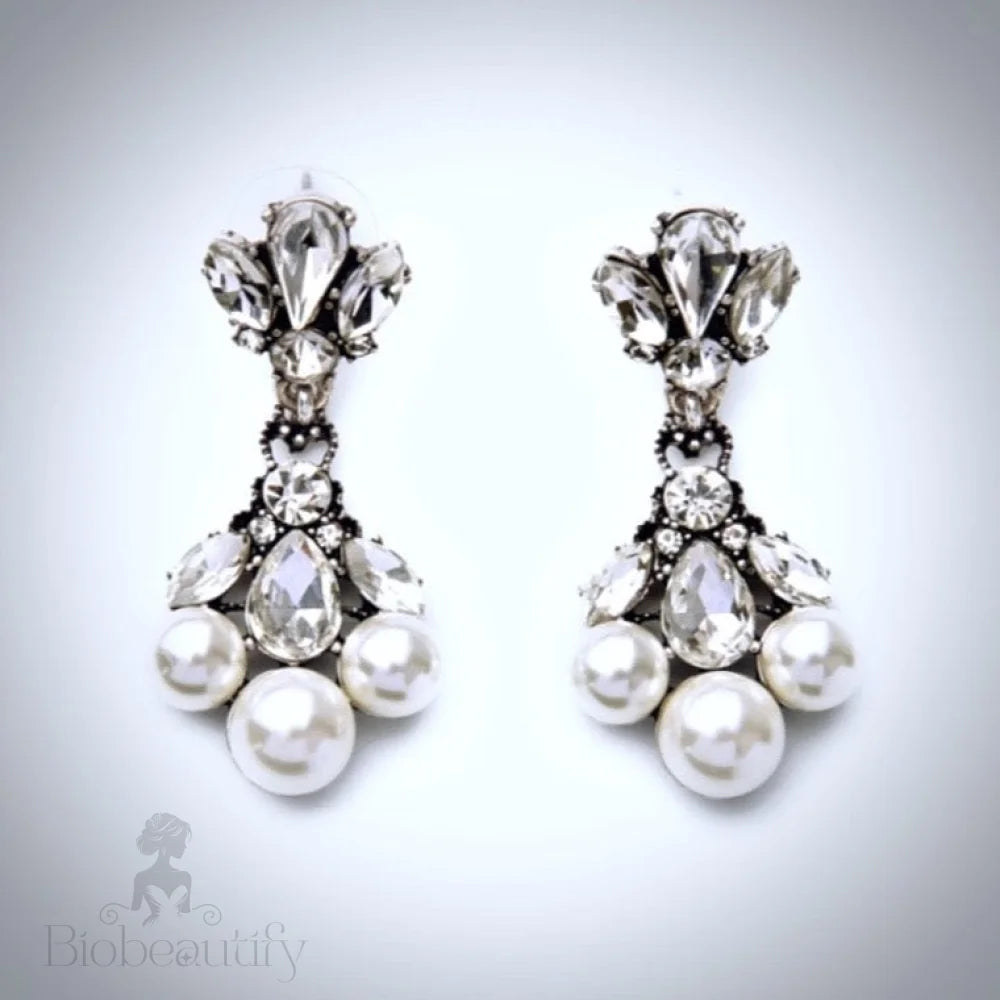 Avignon Vintage Pearl Rhinestone Bridal Earrings