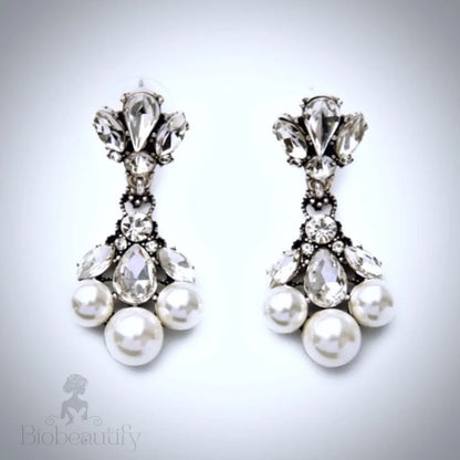 Avignon Vintage Pearl Rhinestone Bridal Earrings