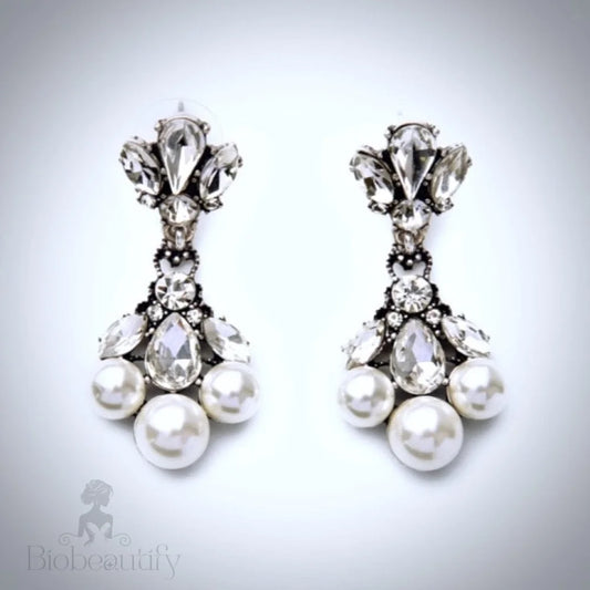 Avignon Vintage Pearl Rhinestone Bridal Earrings