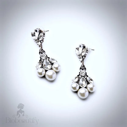 Avignon Vintage Pearl Rhinestone Bridal Earrings