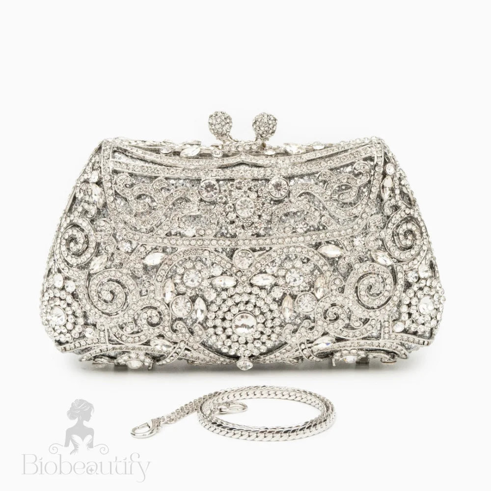 Ayanne Silver Crystal Clutch Bag