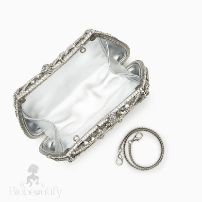 Ayanne Silver Crystal Clutch Bag