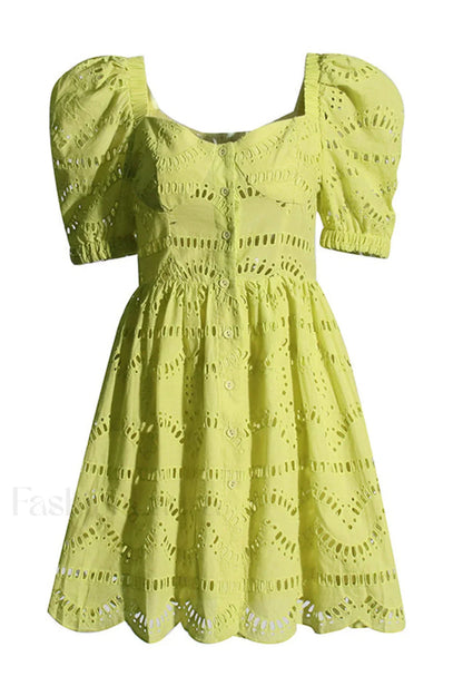 Ayiak Elegant Short Dress S / Lime Samoa