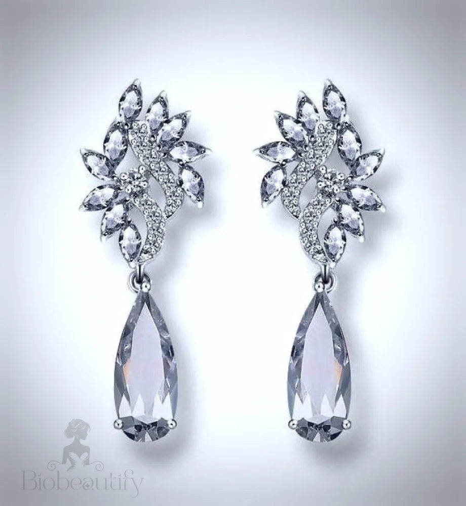 Azalea Silver Cz Bridal Earrings