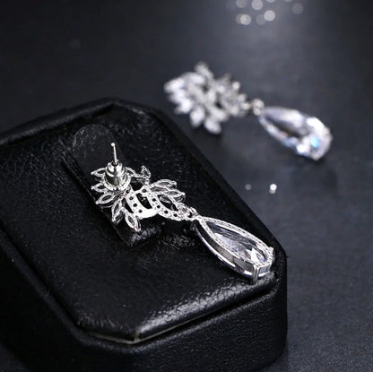 Azalea Silver Cz Bridal Earrings