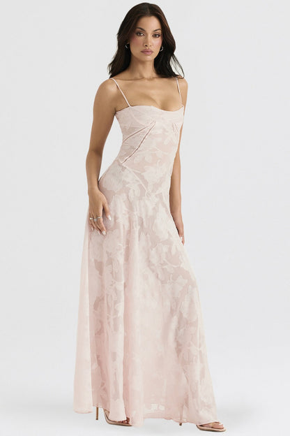 Lace Tie-Strap Romantic Maxi Dress