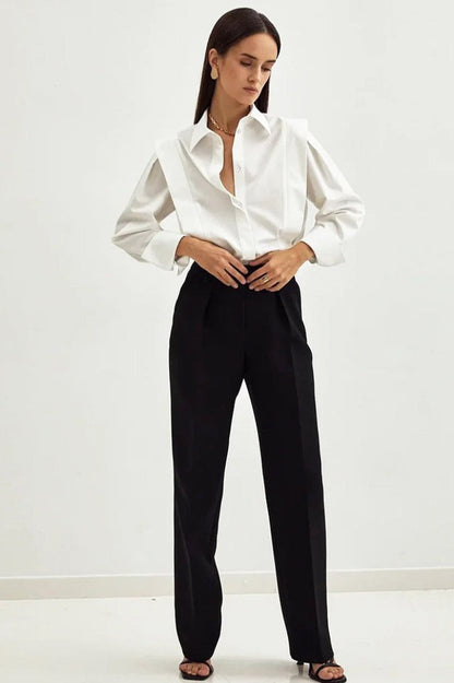 Office Chic Square Shoulder Blouse