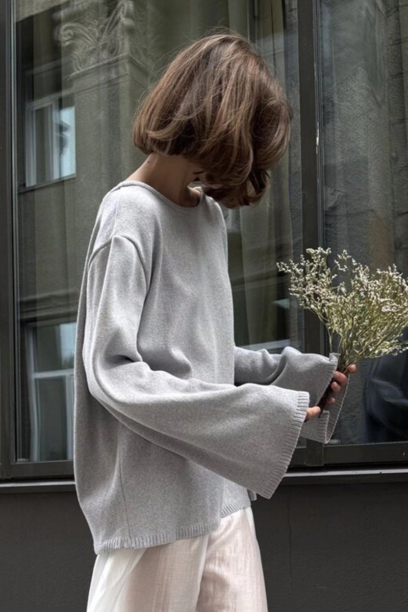 Open Back Boat Neck Knit Sweater