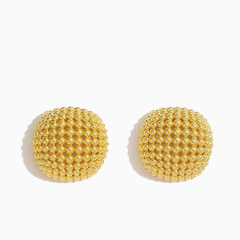 19C Metallic Round Cut Mesh Mini Ball Half Hoop Earrings Gold / One Size