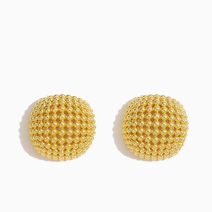 19C Metallic Round Cut Mesh Mini Ball Half Hoop Earrings Gold / One Size