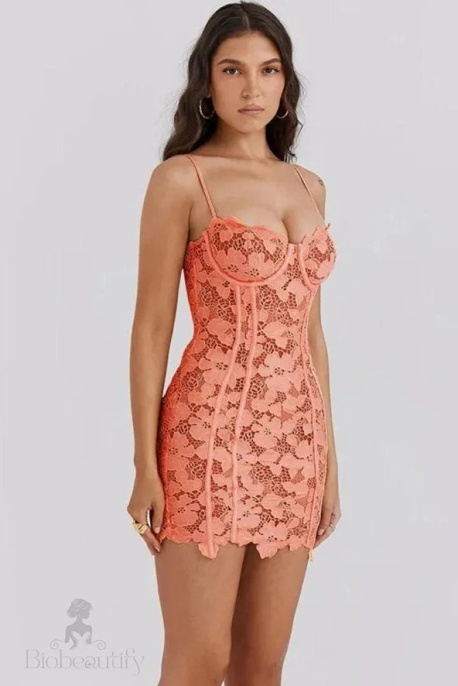 Backless Bodycon Mini Dress With Lace Detail