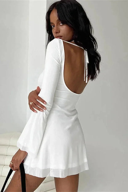 Backless Lace-Up Slim Fit Mini Dress