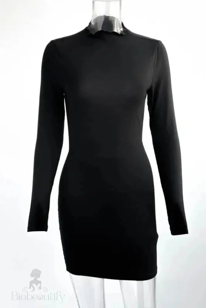 Backless Long Sleeve Mini Dress