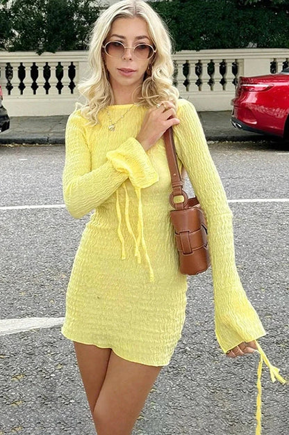 Backless Long Sleeve Mini Dress