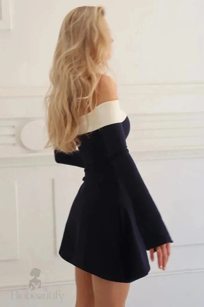 Backless Long Sleeve Slim Mini Dress